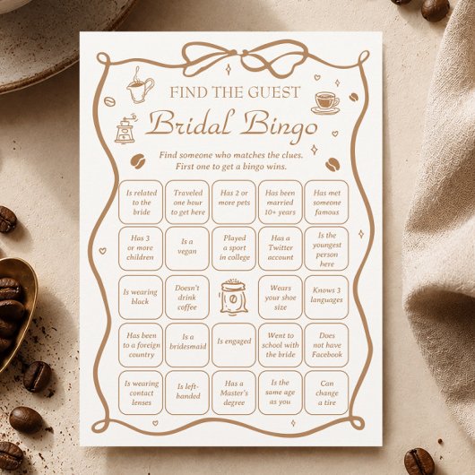 Koffie Bruiloft Feest Vind de Gast Bingo Spel Kaart