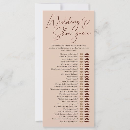 Koffie bruiloft schoen spel Vrijgezellenfeest (Voorkant)