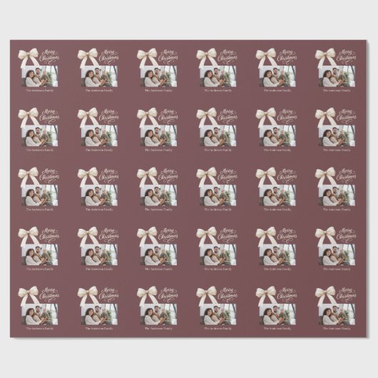 Koffie bruin crème boog foto script Kerst Cadeaupapier (Vlak)