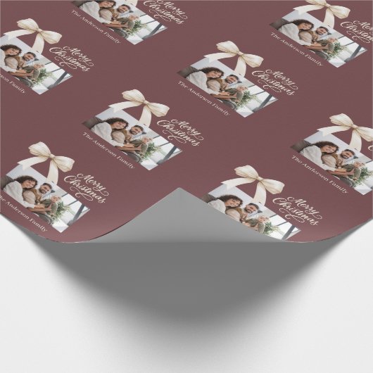 Koffie bruin crème boog foto script Kerst Cadeaupapier (Hoek)