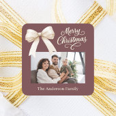 Koffie bruin crème boog foto script Kerst Vierkante Sticker