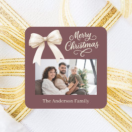 Koffie bruin crème boog foto script Kerst Vierkante Sticker