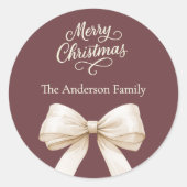 Koffie bruin crème boog Kerstmis Ronde Sticker (Voorkant)