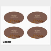 Koffie Bruin en Goud Blad Bruiloft Retouradres Ovale Sticker (Vel)