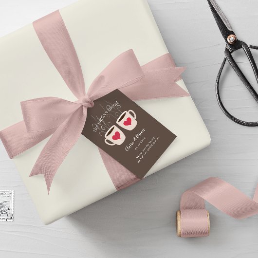 Koffie bruin geïllustreerde koffie mokken perfecte cadeaulabel