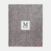 Koffie Bruin Herringbone & Monogram Fleece Deken (Voorkant)