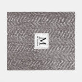 Koffie Bruin Herringbone & Monogram Fleece Deken (Voorkant (Horizontaal))