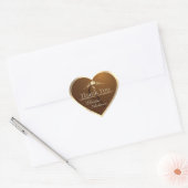 Koffie Bruin met Gouden Frame Monogram Bedankt Hart Sticker (Envelop)