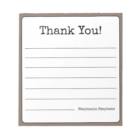 Koffie Bruin Retro Dank Je Wel Jouw Naam Gestreept Notitieblok (Voorkant)