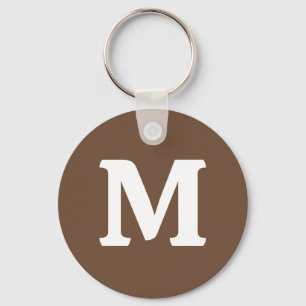 Koffie Bruin Stevige Kleur Monogram Sleutelhanger