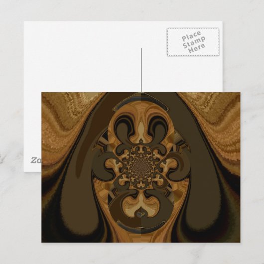 Koffie Bruin Vloeistof Kaleidoscoop Art Print Briefkaart (Voorkant / Achterkant)