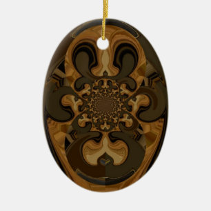 Koffie Bruin Vloeistof Kaleidoscoop Art Print Keramisch Ornament