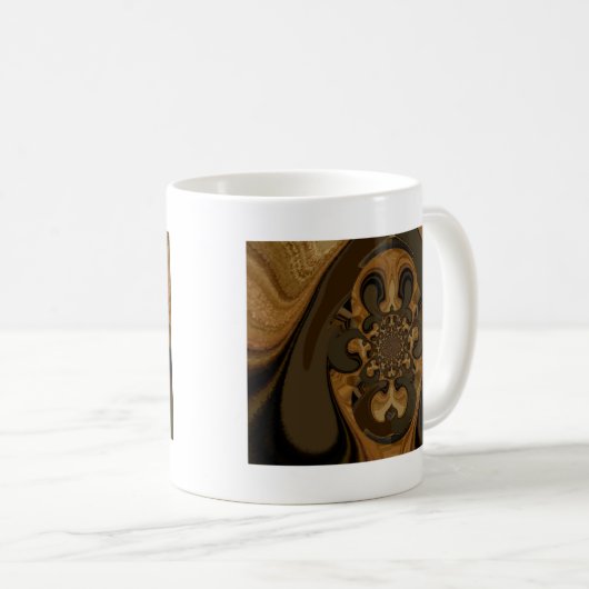 Koffie Bruin Vloeistof Kaleidoscoop Art Print Koffiemok (Voorkant rechts)