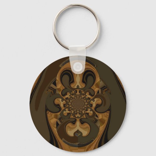Koffie Bruin Vloeistof Kaleidoscoop Art Print Sleutelhanger (Voorkant)