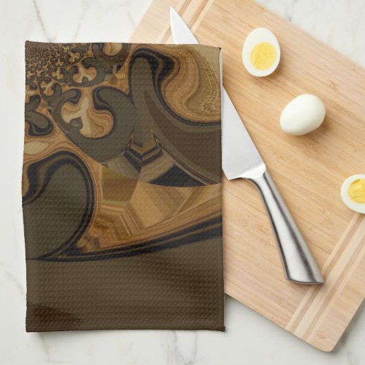 Koffie Bruin Vloeistof Kaleidoscoop Art Print Theedoek (Quarter Fold)