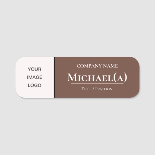 Koffie Bruin & Wit: Modern Elegant Business LOGO Naamplaatje (Voorkant)
