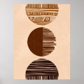 Koffie Bruine Beige Abstract Boho Muurkunst Poster (Voorkant)