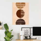 Koffie Bruine Beige Abstract Boho Muurkunst Poster (Thuiskantoor)