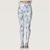 Koffie Bruine Nep Denim Blauwe Abstracte Leggings (Voorkant)