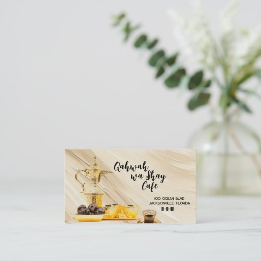 Koffie Cafe 3,5" x 2,0" Visitekaartje (Staand voorkant)