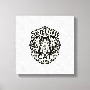 Koffie Cafe Kat Grappige Kat Grafisch - Koffie Caf Canvas Afdruk