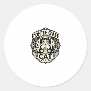 Koffie Cafe Kat Grappige Kat Grafisch - Koffie Caf Ronde Sticker