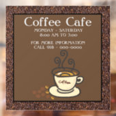 Koffie Cafe Openingstijden Winkel Deur Raamsticker (Vel 2)