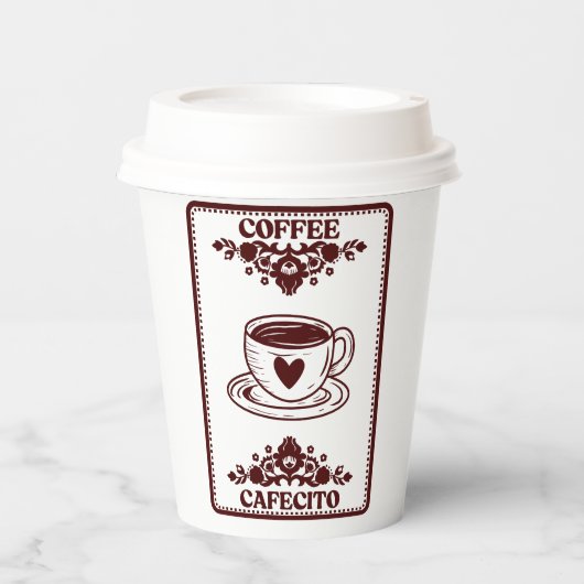 Koffie/cafecito Papieren Bekers (Voorkant)