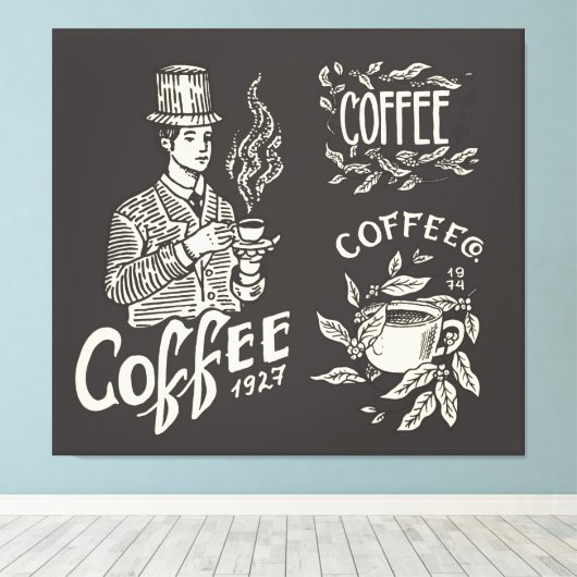  koffie canvas afdruk (Insitu (Houten vloer))