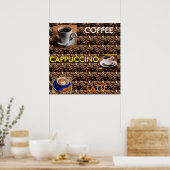 KOFFIE CAPPUCCINO LATTE AANBODSBORD MENU POSTER (Keuken)