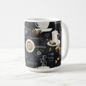 Koffie Cappuccino Mocha Typografie Art Decoupage Koffiemok (Voorkant rechts)