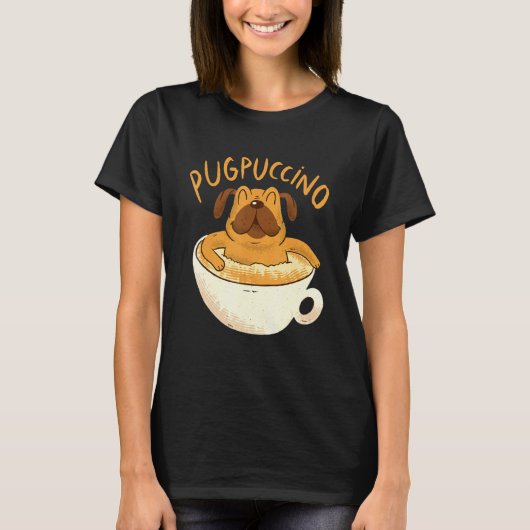 Koffie Cappuccino Pug T-shirt (Voorkant)