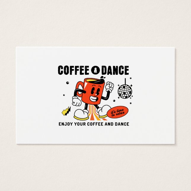 Koffie Cartoon Retro -1 Visitekaartje (Voorkant)
