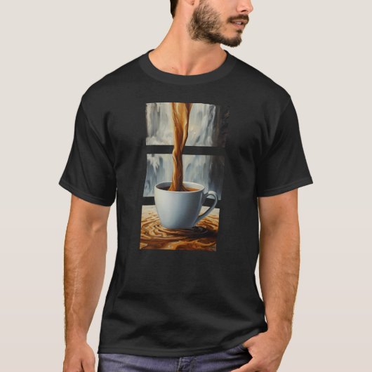 Koffie Cascade Art met Surreal Waterfall Flow T-shirt (Voorkant)