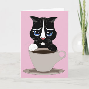 KOFFIE CAT ART ALL OCCASION WENSKAART KAART