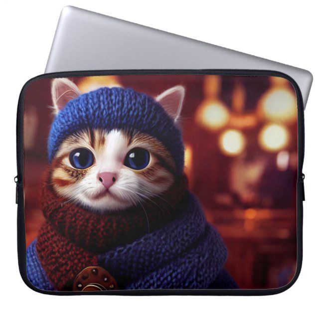 KOFFIE CAT ART LAPTOP SLEEP SLEEVE (Voorkant)