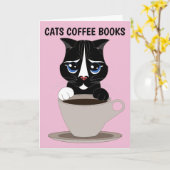 KOFFIE CAT ART WENSKAART, ALLE OCCASION BLANK KAART (Gele Bloem)