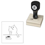 KOFFIE CAT CUTE RUBBER STAMP RUBBERSTEMPEL (Gestempeld)