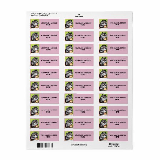 KOFFIE CAT PINK Return Address Labels (Full Sheet)