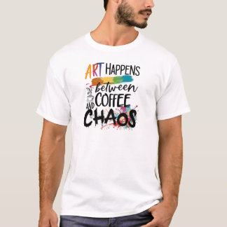 Koffie, chaos en creativiteit t-shirt