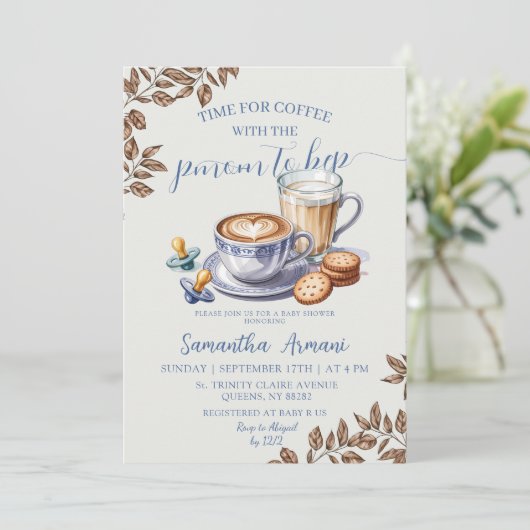 Koffie Chinoiserie met Baby shower Coffee Party Kaart (Staand voorkant)