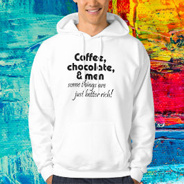 Koffie, chocolade en mannen maken grappen over nie hoodie