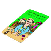 Koffie, chocolade, met de hand getekende vrouw magneet (Linkerzijde)