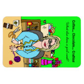 Koffie, chocolade, met de hand getekende vrouw magneet (Horizontaal)