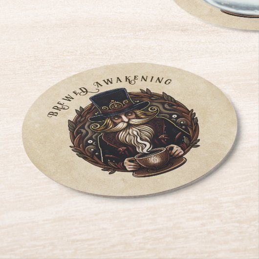 Koffie/Chocolade tovenaar Ronde Kartonnen Onderzetter (Gebogen)