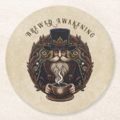 Koffie/Chocolade tovenaar Ronde Kartonnen Onderzetter (Voorkant)