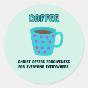 Koffie Christelijke Vergeving Ronde Sticker