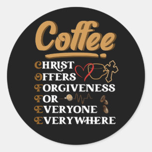 Koffie Christus biedt eerlijkheid kerstgeloof C Ronde Sticker