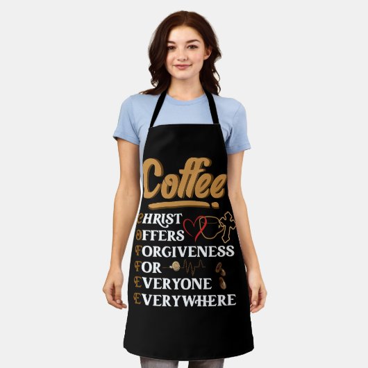 Koffie Christus biedt eerlijkheid kerstgeloof C Schort (Gedragen)