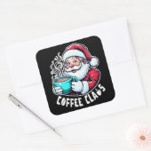 Koffie Claus Kerstman Heet Drankje Vierkante Sticker (Envelop)